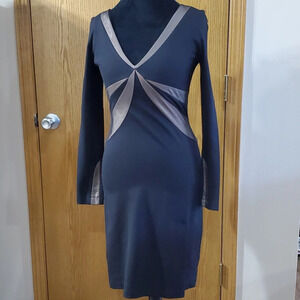 Bcbg maxazria nwot long sleeve bodycon black tan dress